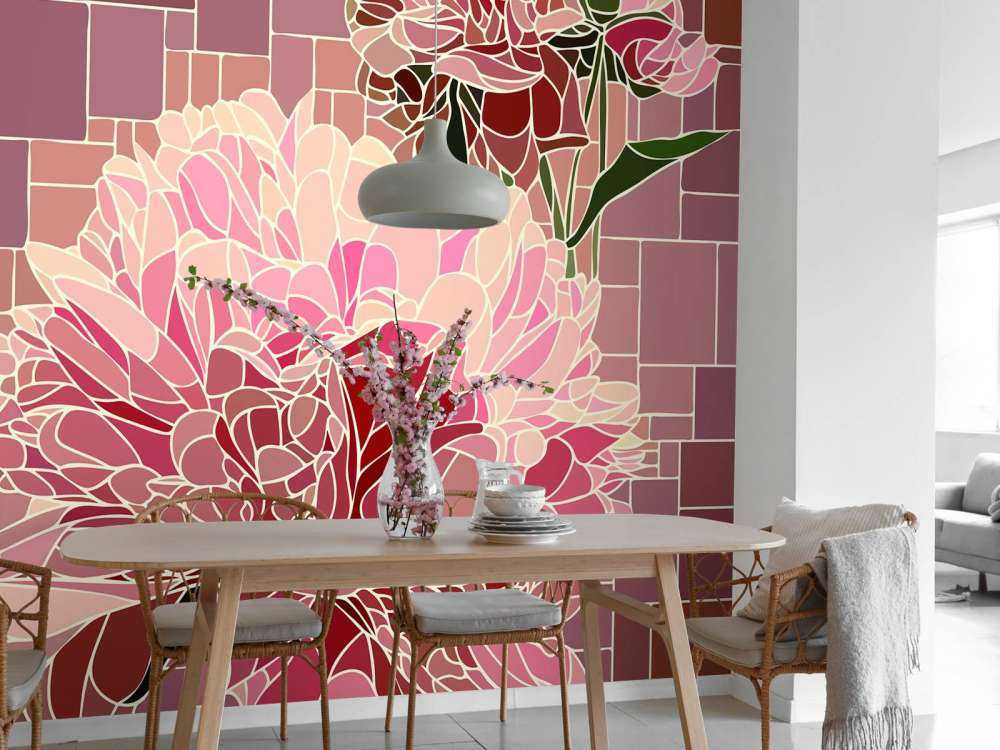 Pink flowers mosaic