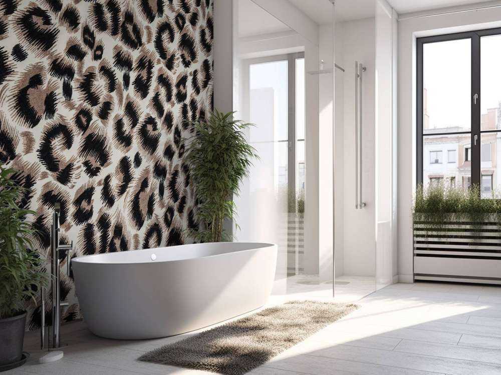 Beige coloured panther coat