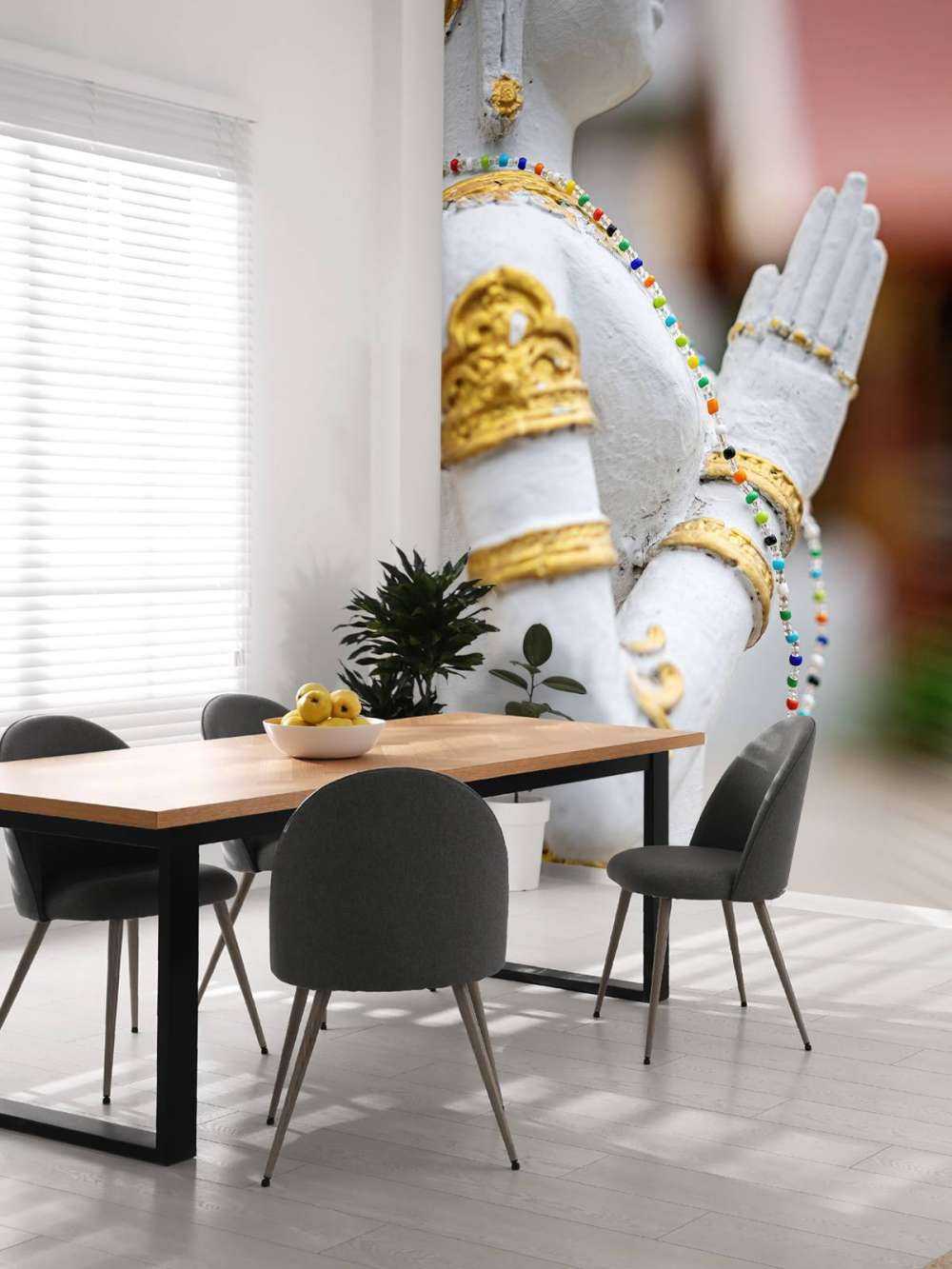 White and gold Buddha Temple complex Bangkok (Thailand)