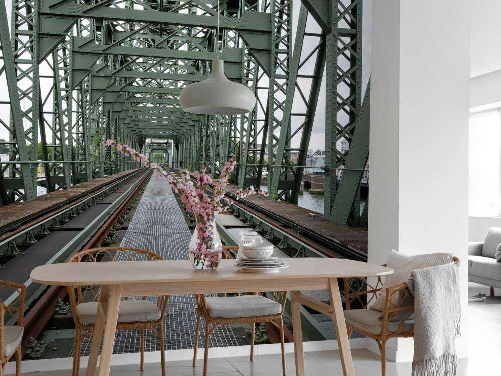 Monumental railroad bridge De Hef in Rotterdam  