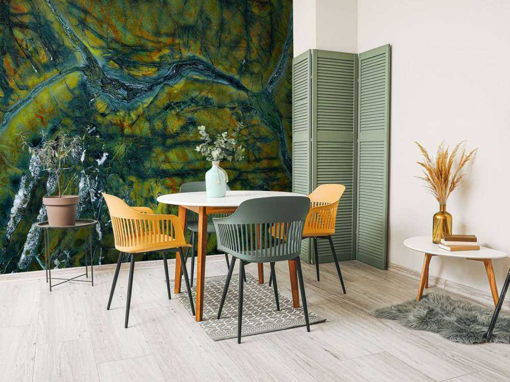 Green marble with orange