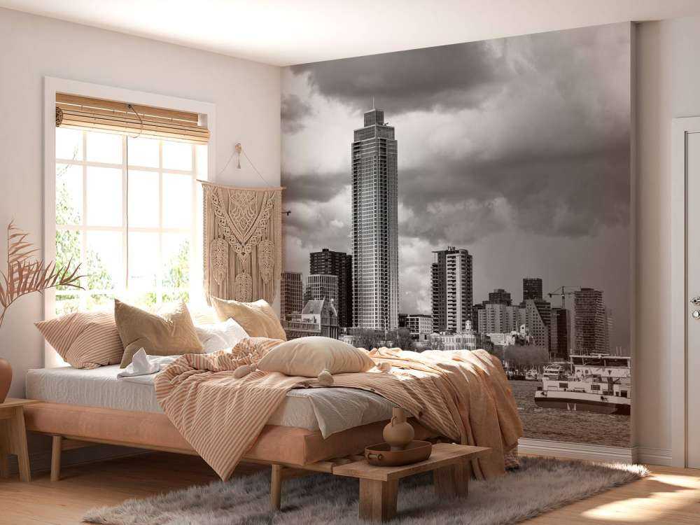 Skyline Rotterdam (Westerkade) from Katendrecht (black and white) 