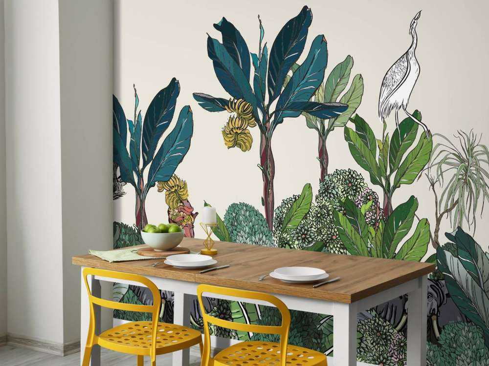 Jungle panorama with animals