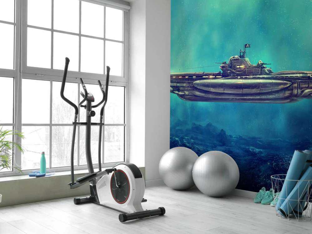 Pirate submarine in the underwater world