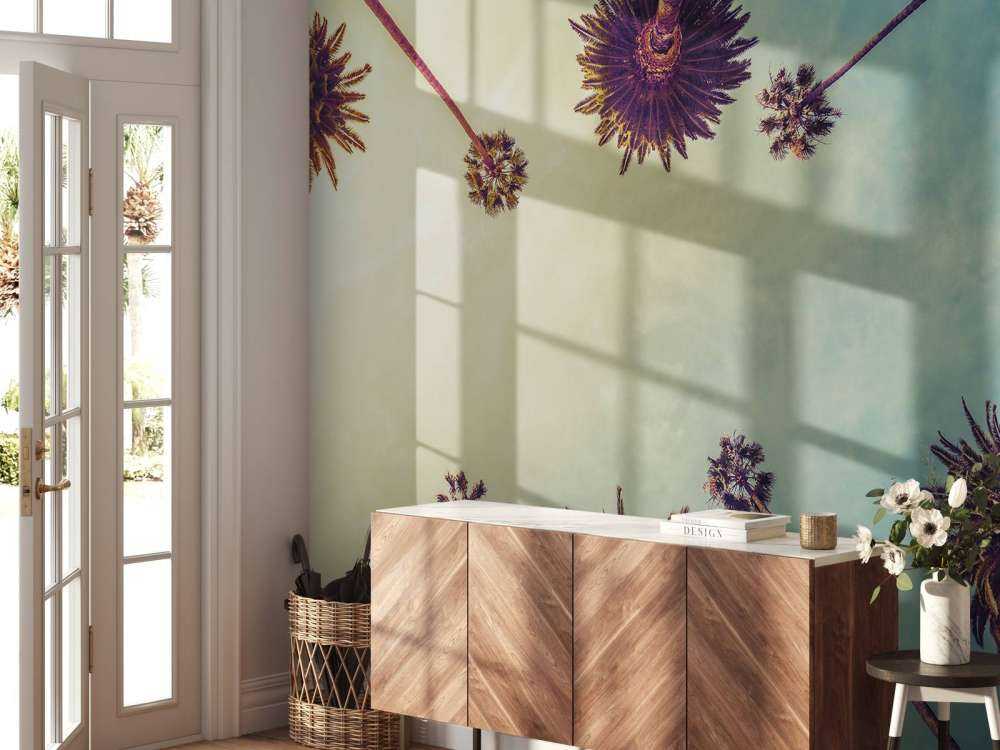 Bottom view of palm trees