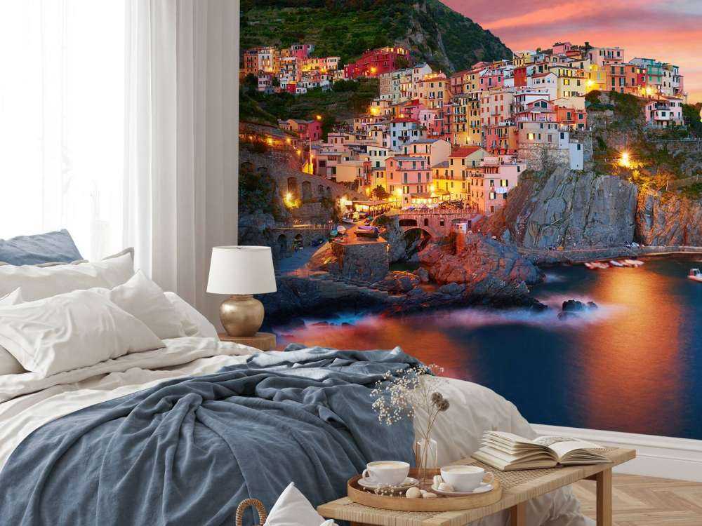 Italian town at sunset