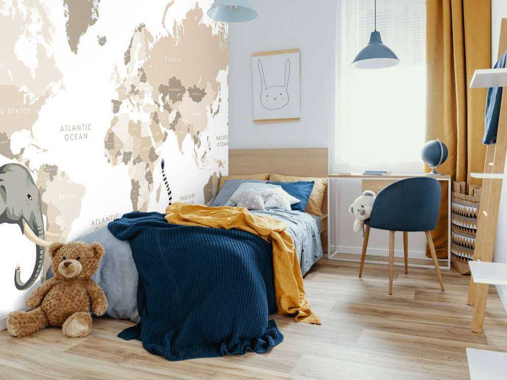 World map with jungle animals