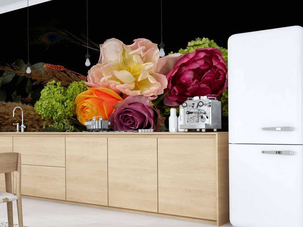 Flower bouquet with feather