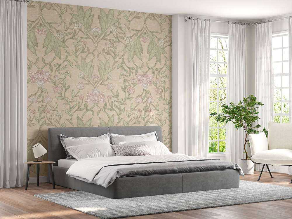 Morris floral damask - peach fuzz
