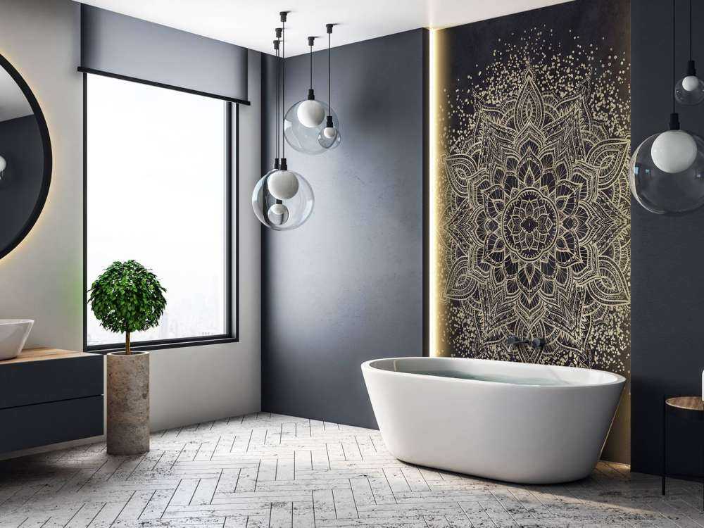 Golden Sparkling Mandala - dark navy