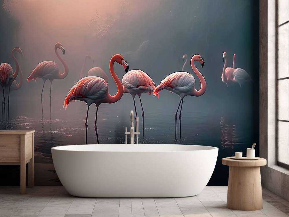 Misty Dawn Flamingos