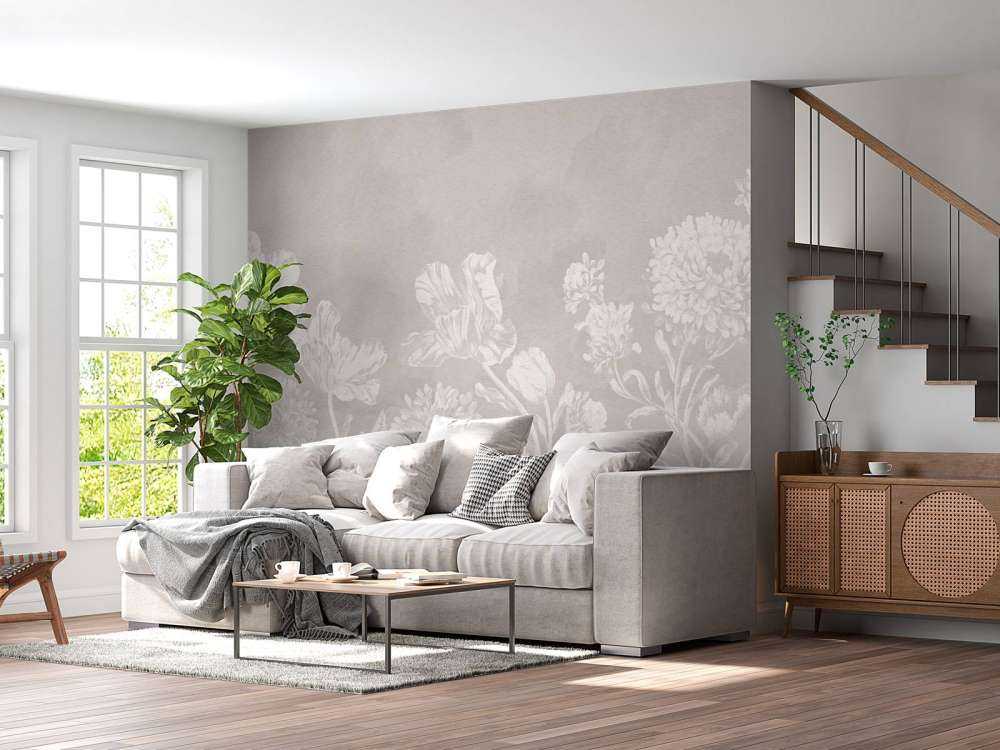 Baroque floral landscape - greige