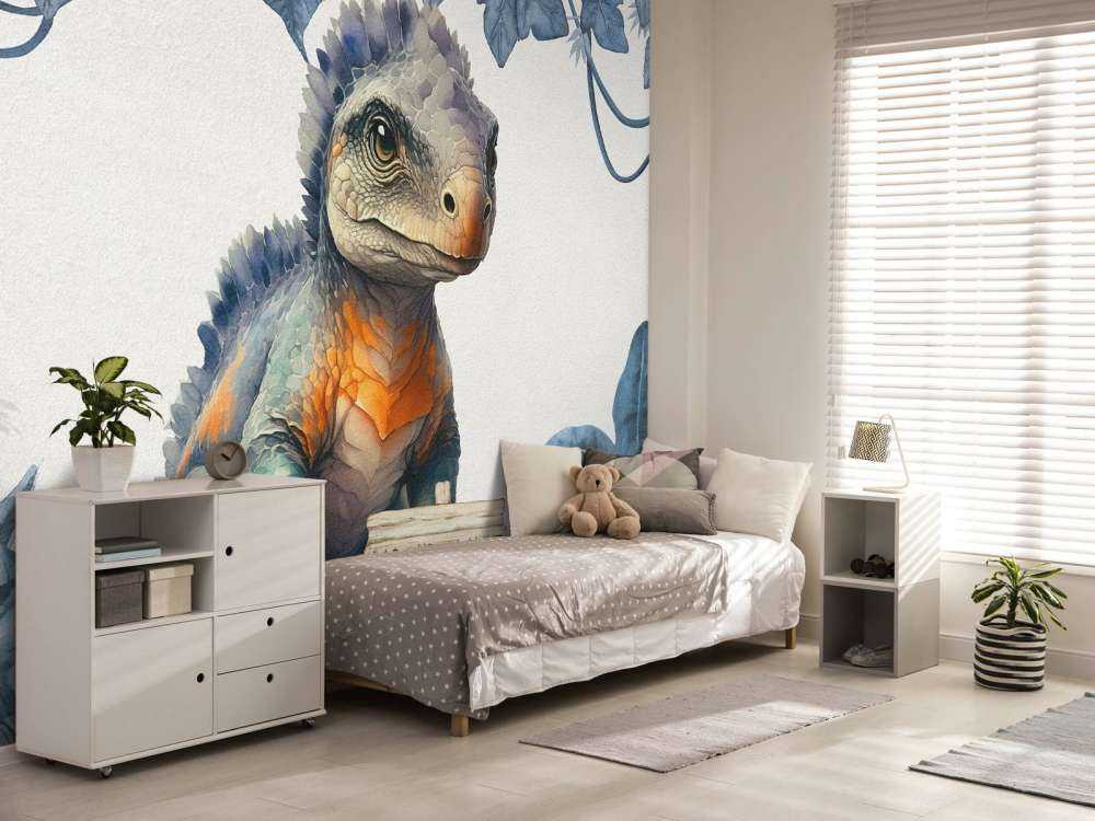 Baby ankylosaurus in the blue jungle