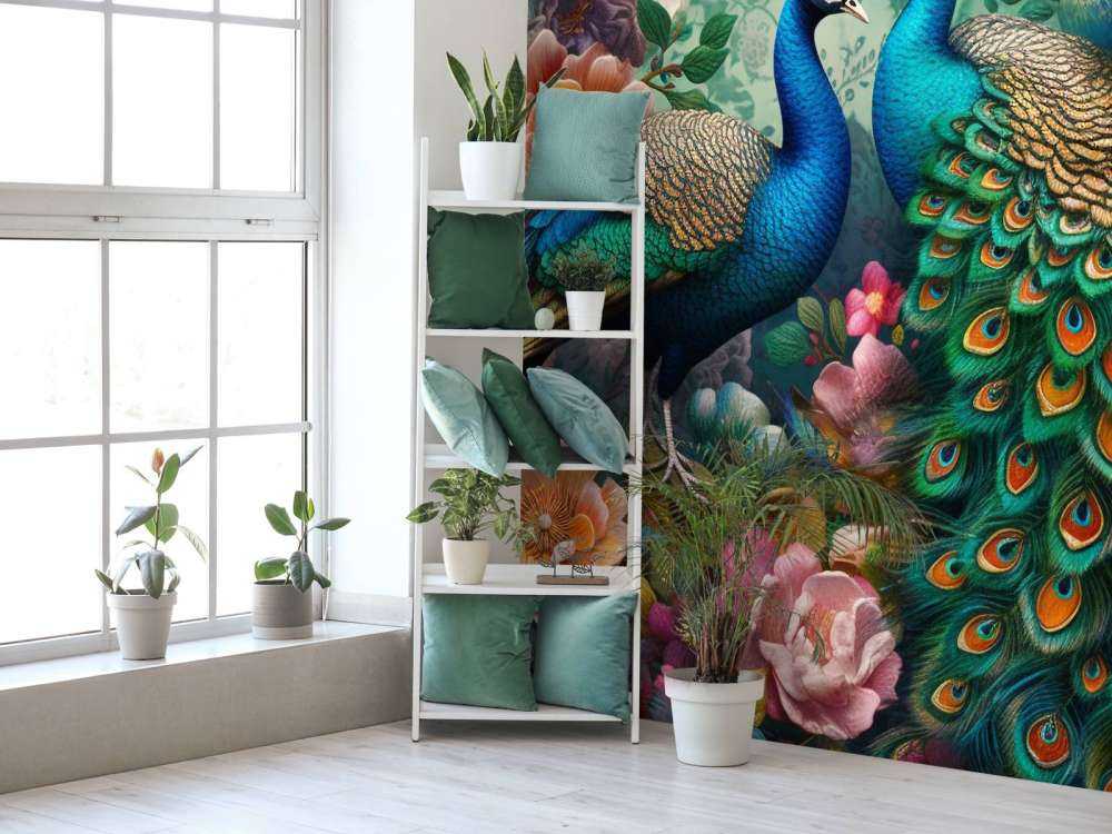 Floral Ball with Peacocks