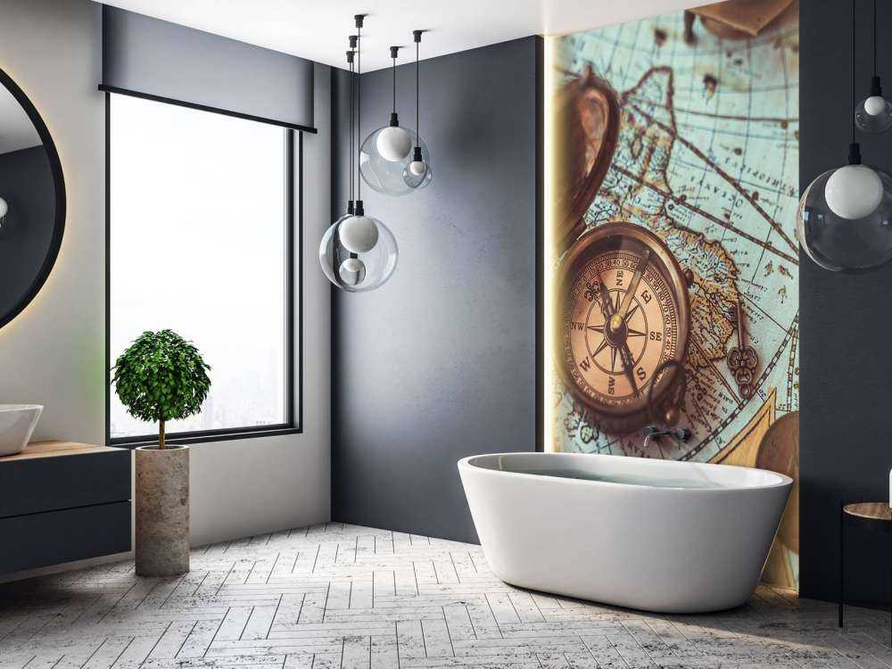 Vintage world map with compass