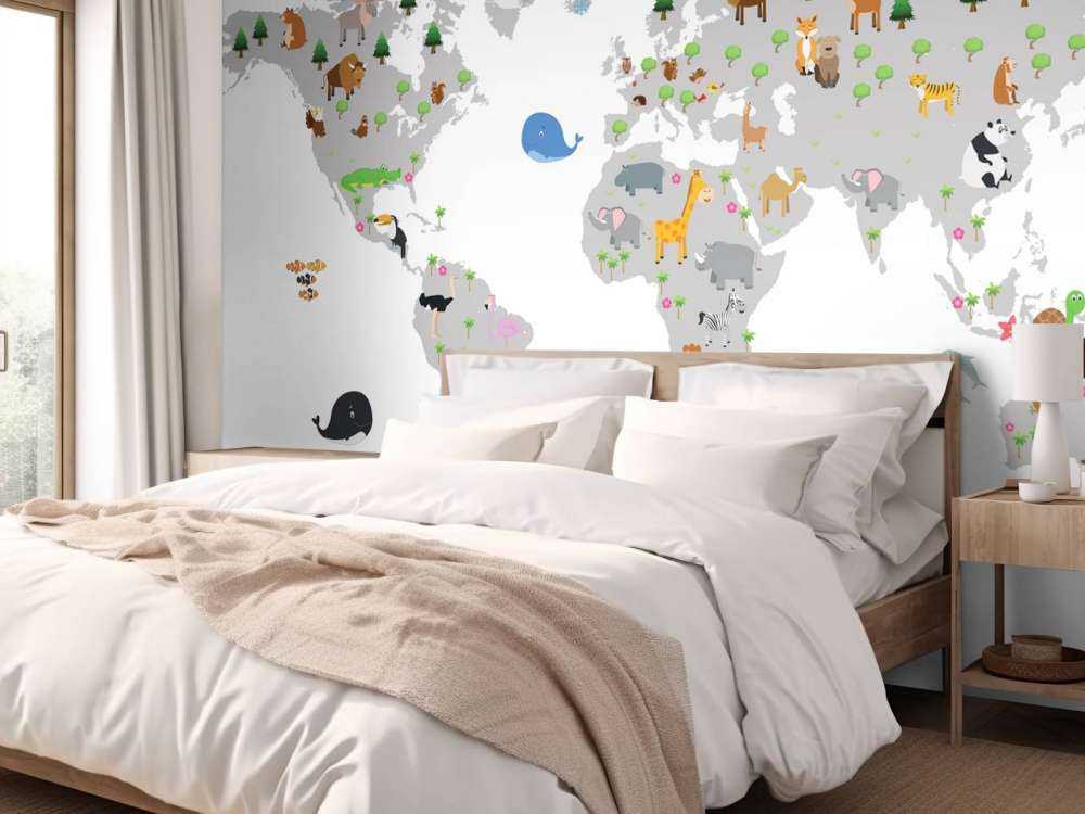 World map for children with white background