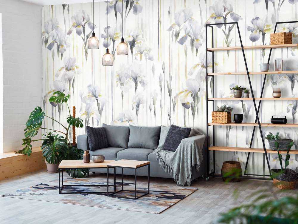 Irises and Stripes Seamless Gray