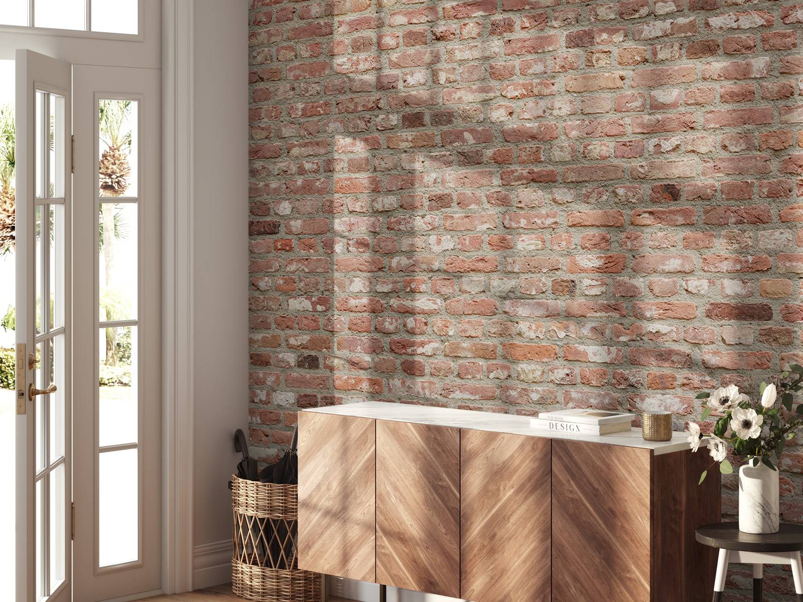 Wall with different colours of bricks
