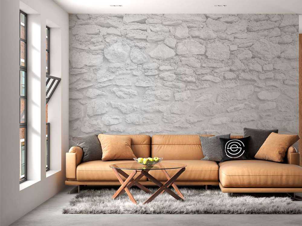 Light wall with rough bricks