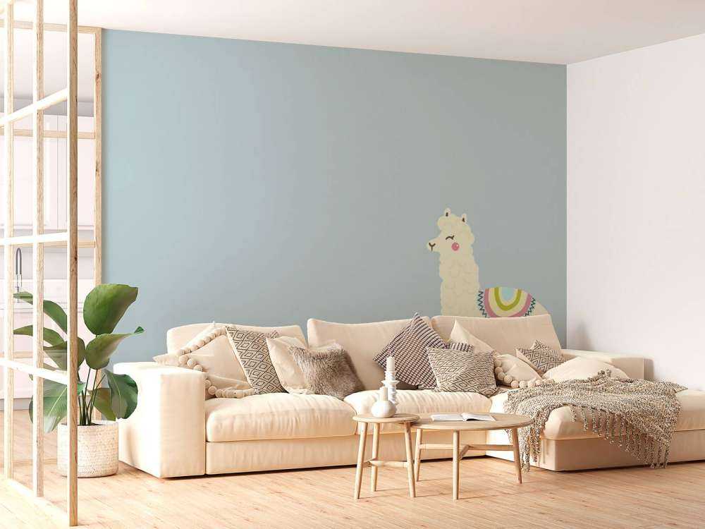 Alpaca design met een blauwe achtergrond