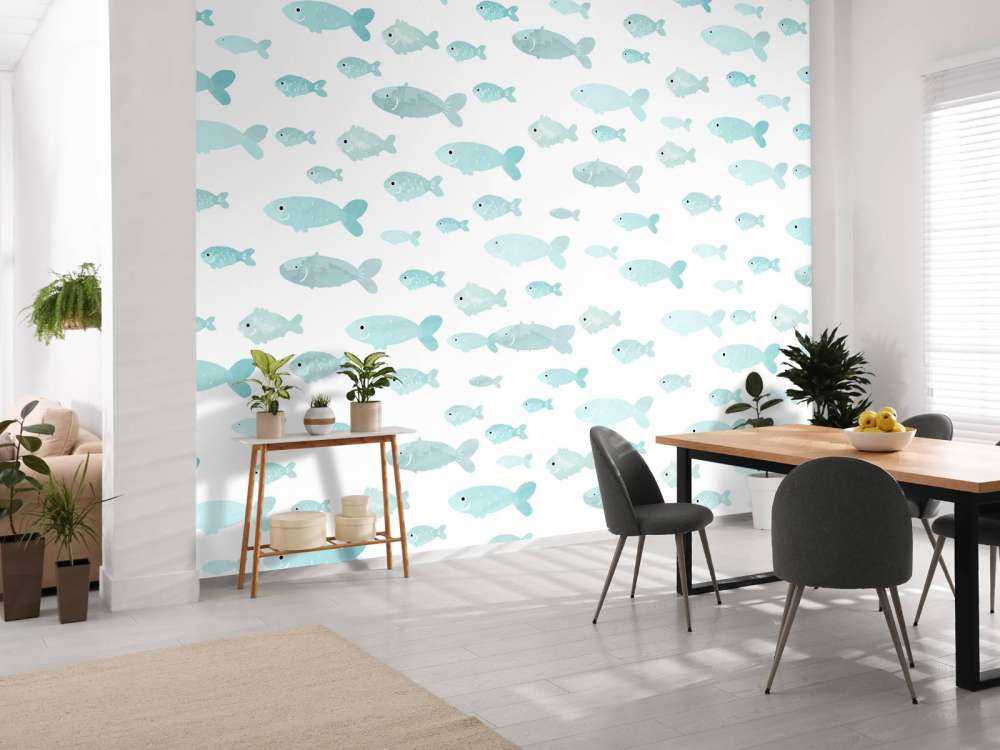 Blauwe visjes print