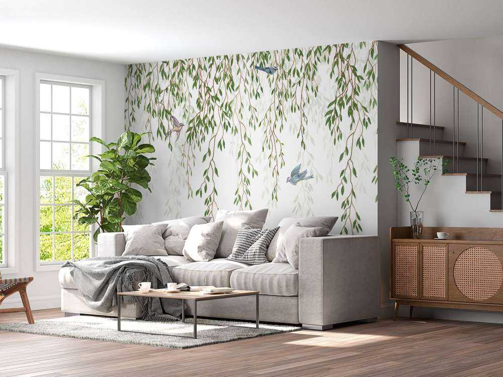 Hanging branches and birds