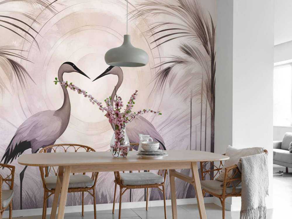 Cranes at Sunset Grey