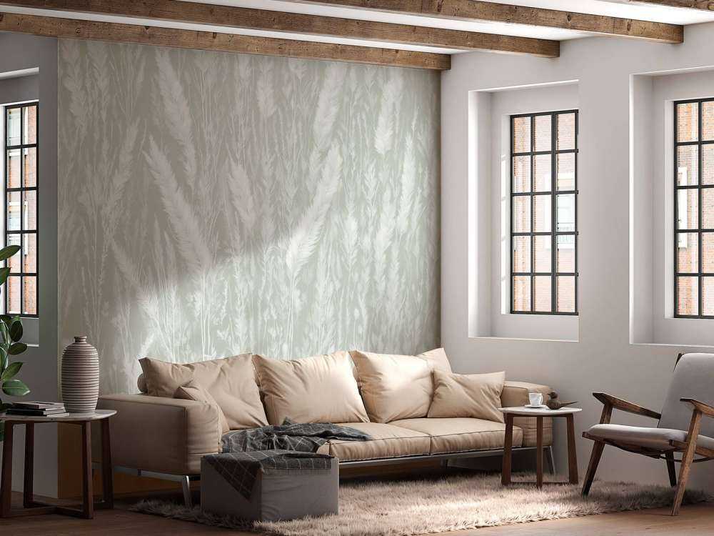 Wall of field grasses - green