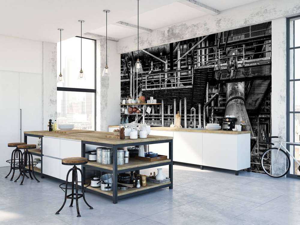 Old industrial factory in black and white