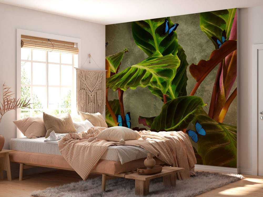 Green plant with butterflies