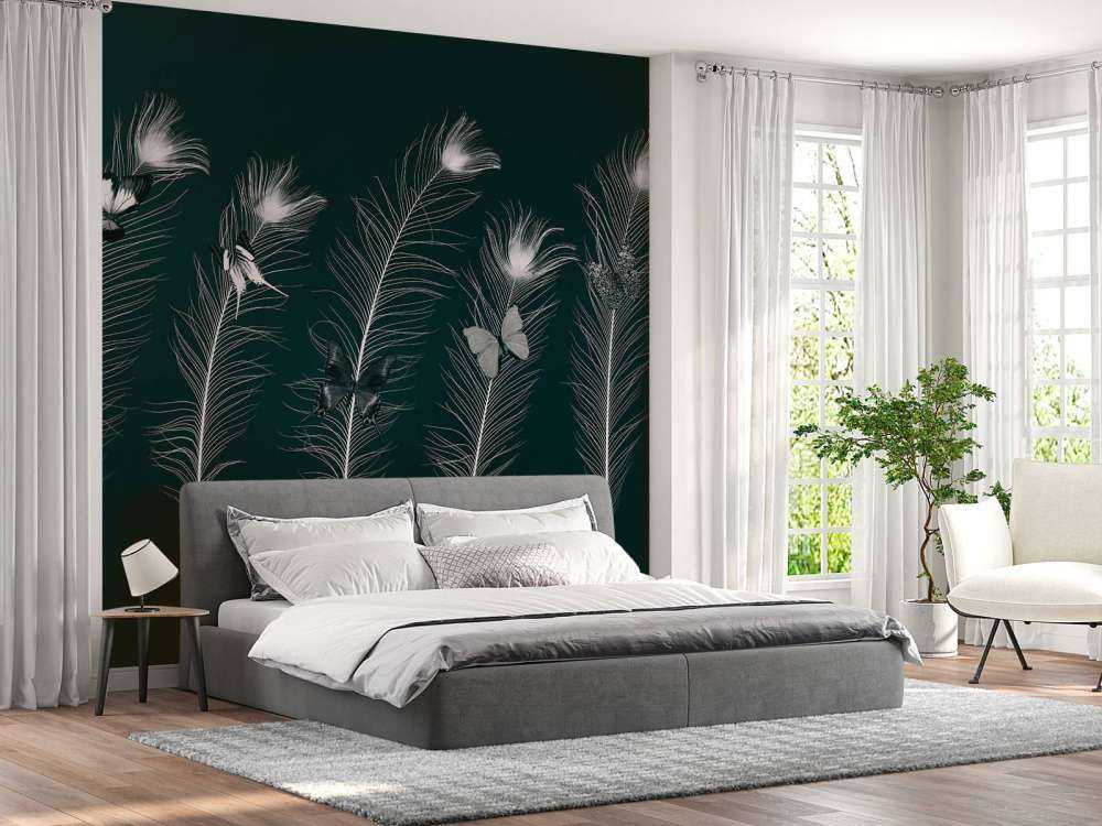 Butterflies on peacock feathers