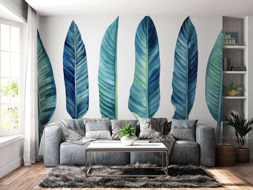 Tropical leaves on white background