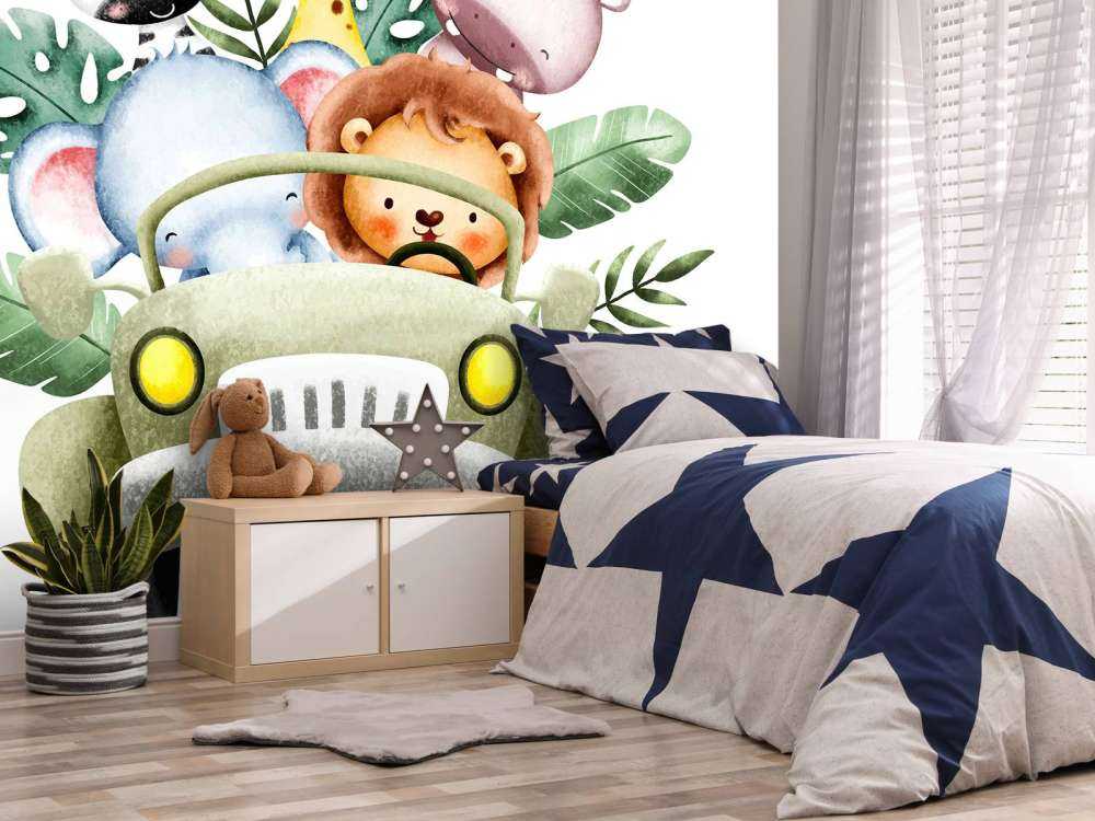 Safari animals in jeep