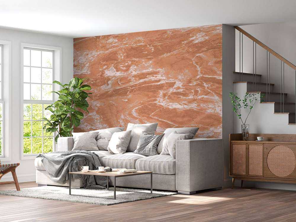 Terracotta marble with sweeping lines
