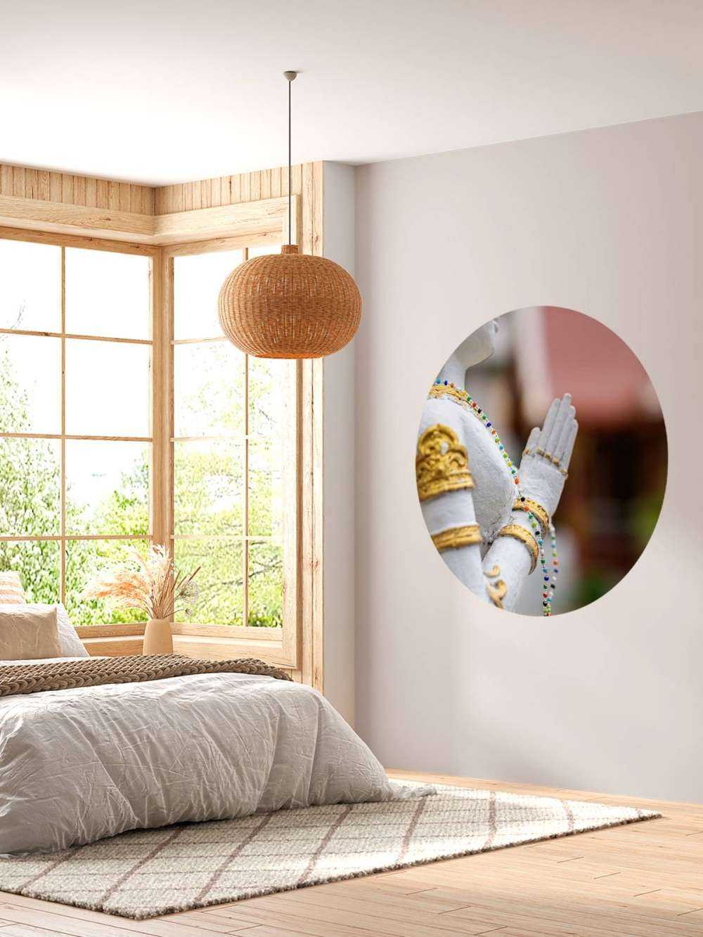 White and gold Buddha Temple complex Bangkok (Thailand)