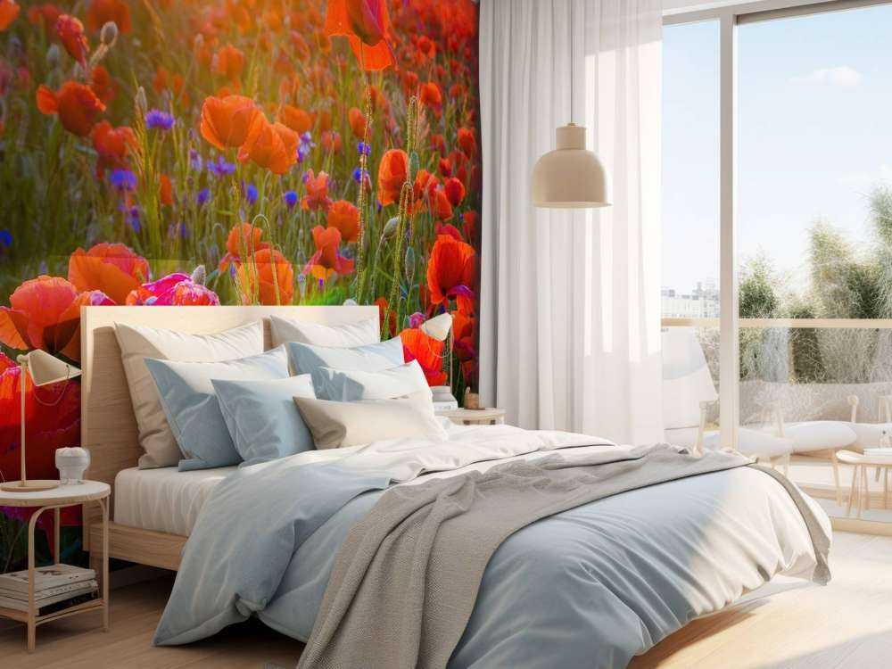 Poppies with rising sun