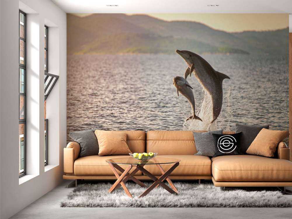 Two jumping dolphins