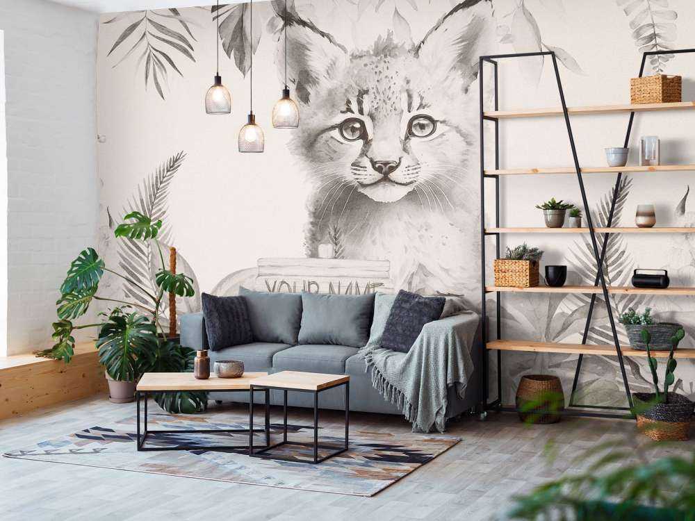 Baby lynx in the jungle beige