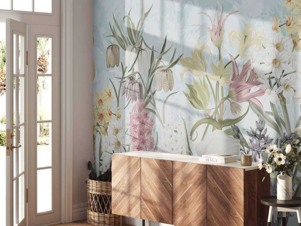 Spring Flowers - Misty Aqua