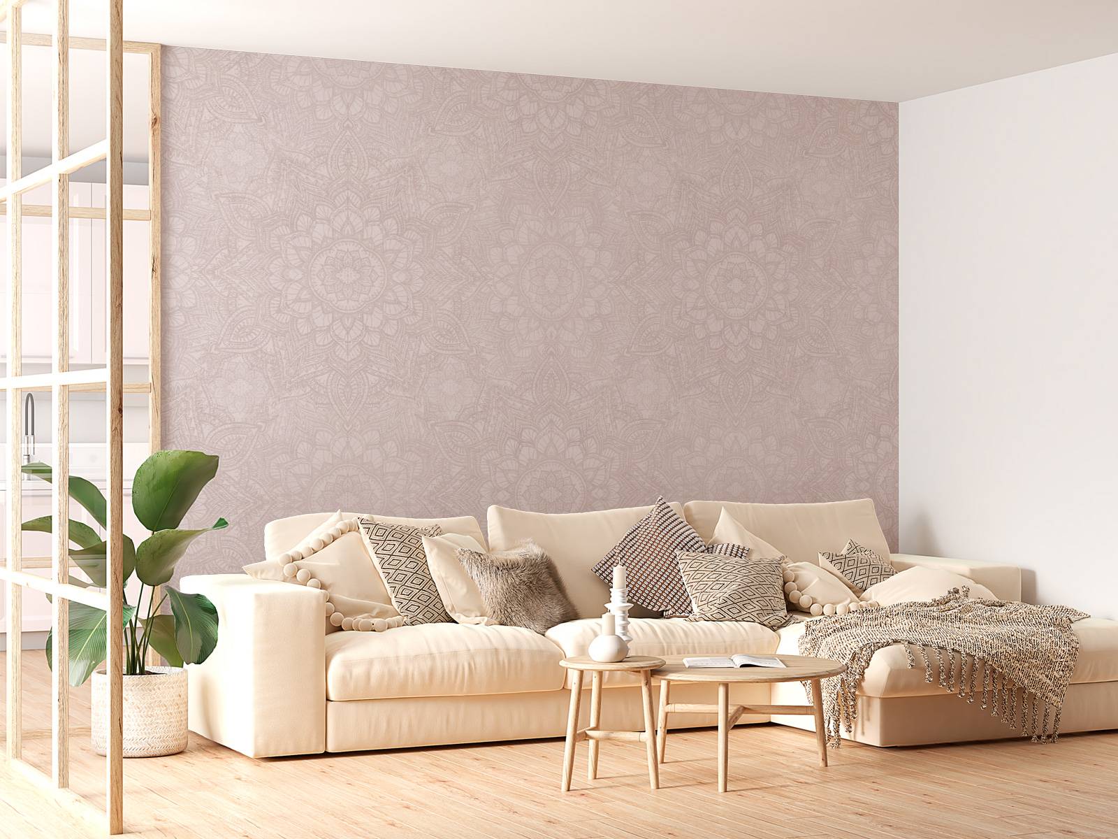 Boho Golden Mandala - blush pink