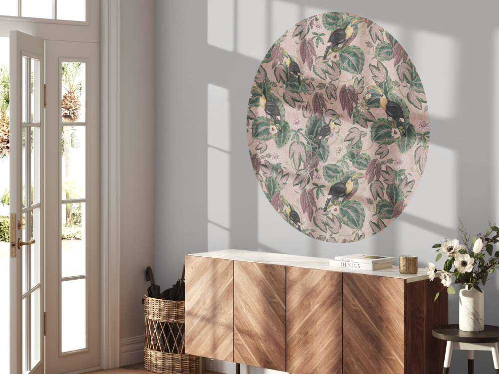 Tropical Jungle birds & toucans - pink