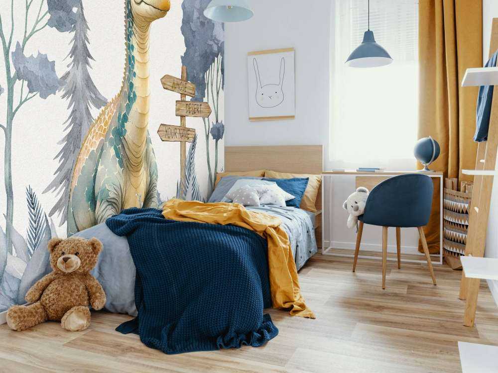 Baby brachiosaurus in the blue jungle