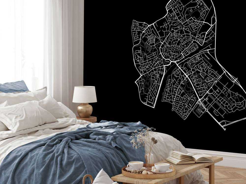 Plattegrond van Middelburg, zwart