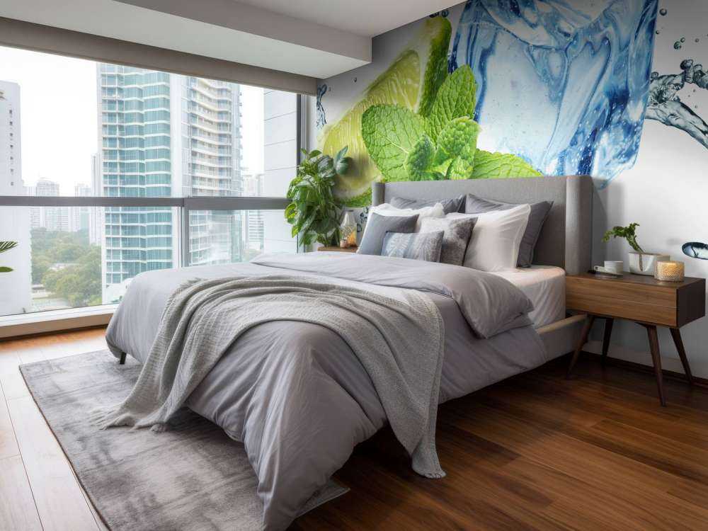 Splashing water with mint and lime