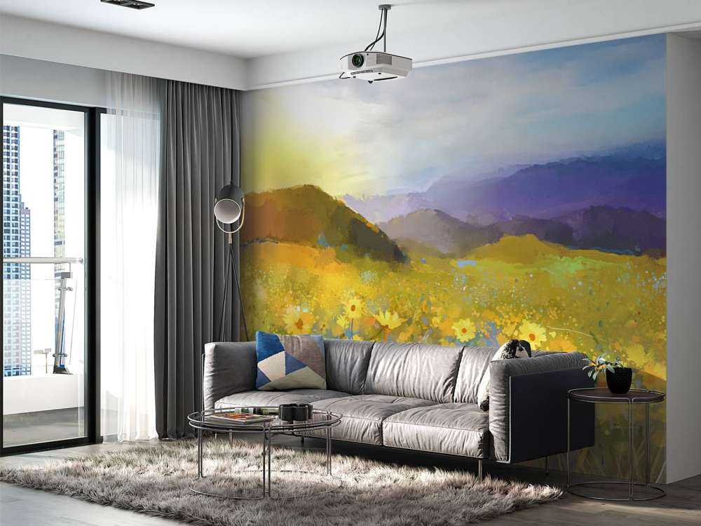 Oil painting rural sunset