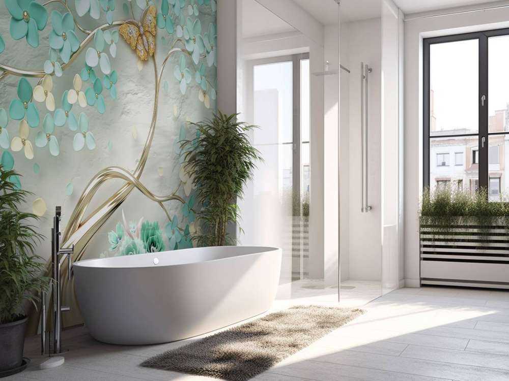 Golden fantasy tree with green flowers