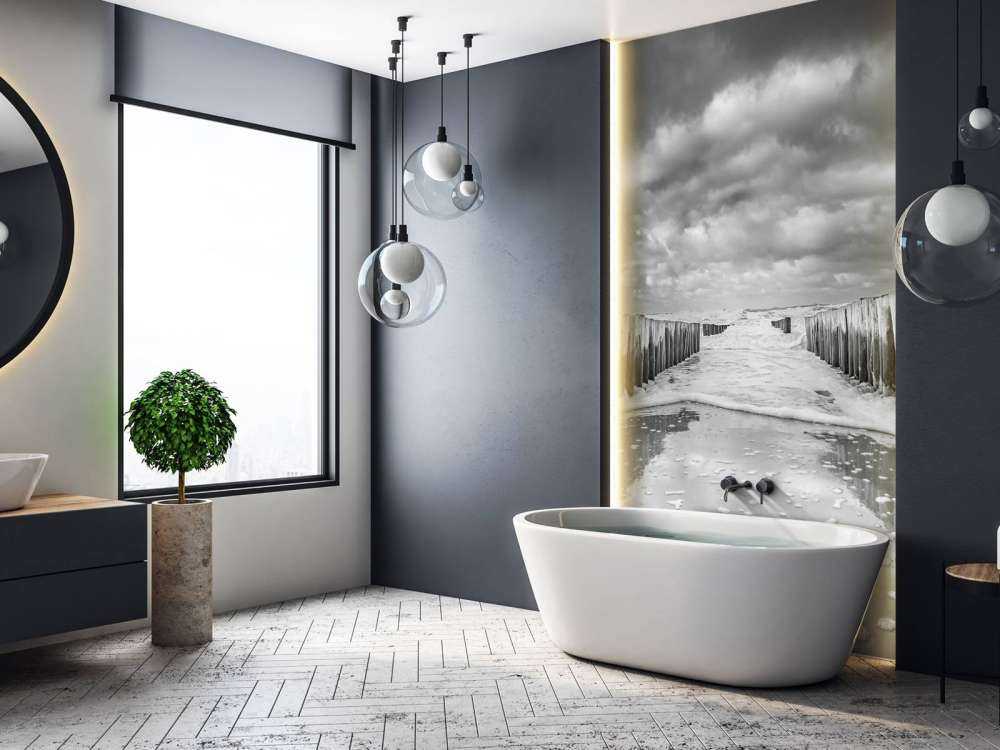 Troubled sea in black and white