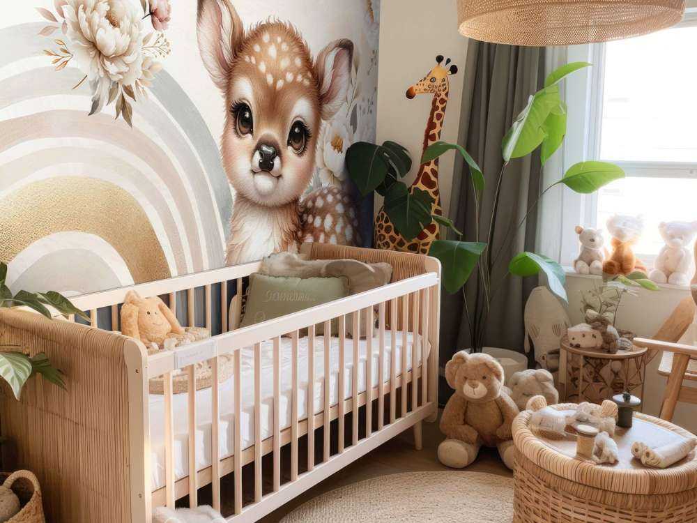 Dear little deer and golden rainbow