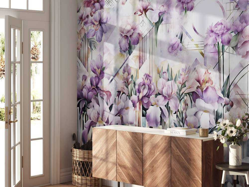 Huge Watercolor Irises Purple