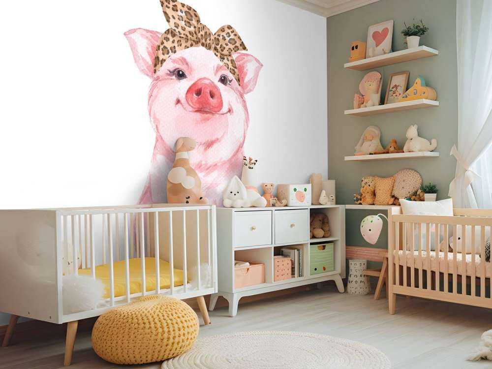 Funny little pig with a bandana